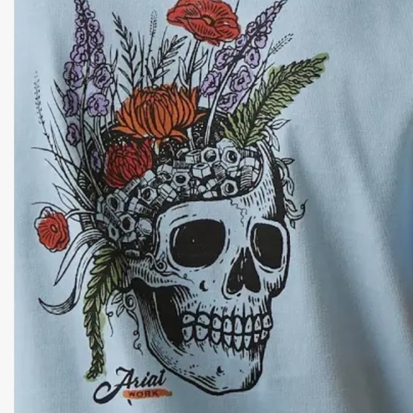 Ariat Women's Rebar CottonStrong Roughneck Graphic T-Shirt size medium blue​ - Picture 15 of 16